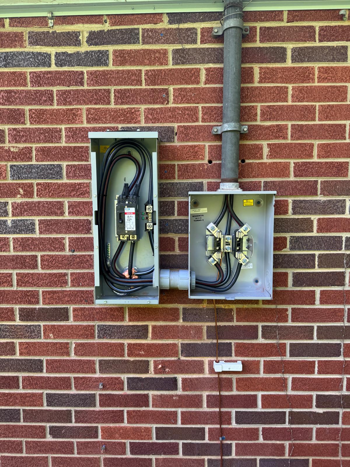 Service disconnect and meter socket wired by our crew